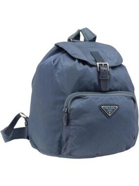 PRADA Backpack Nylon Light Blue Silver
